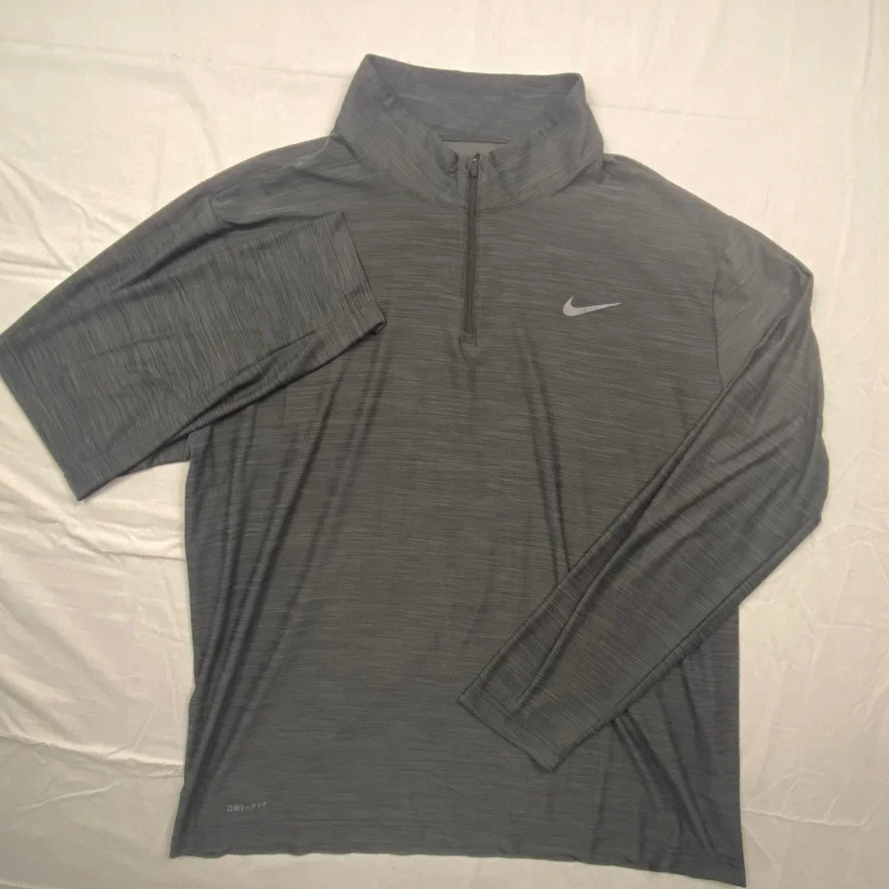 Nike Dri-FIT Quarter Zip Pullover Mens XL Gray Heather Athletic Golf Running